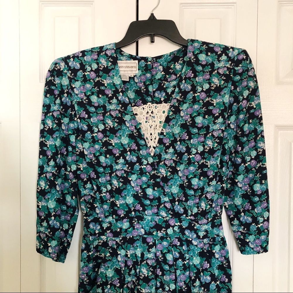 Karin Stevens Vintage Floral Print Dress 10 - Picture 2 of 8